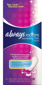 Free Always Radiant Incredibly Thin Pantiliners 64-Count Box