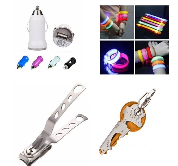 Free USB Car Lighter Charger, LED Wristband, Nail Clippers or 8-in-1 Key chain Bottle Opener